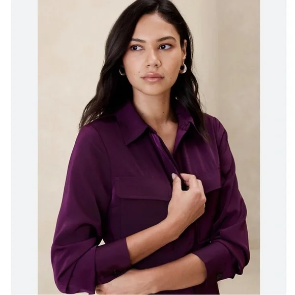 Banana Republic Deep Purple Wide Leg Jumpsuit - Picture 4 of 5